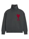 Ami Alexandre Mattiussi Ami Paris Ami Paris Black Wool Ami De Coeur Turtleneck In Gray