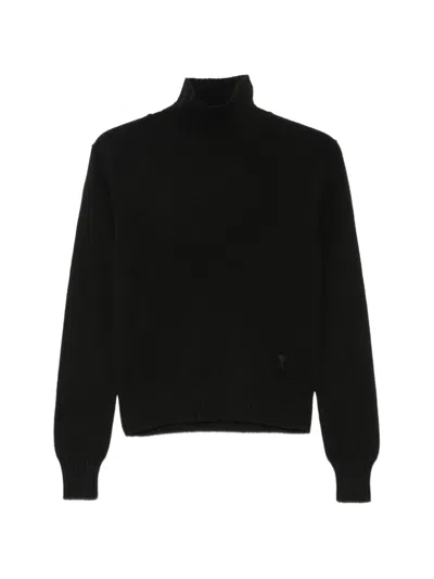 Ami Alexandre Mattiussi Ami Paris Black Turtleneck Jumper In Cashmere And Wool In White