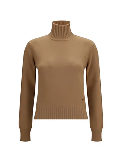Ami Alexandre Mattiussi Ami Paris Ami De Coeur Turtleneck Sweater In Brown