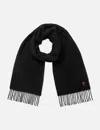 Ami Alexandre Mattiussi Rectangular Wool Scarf With Fringed Ends In Black