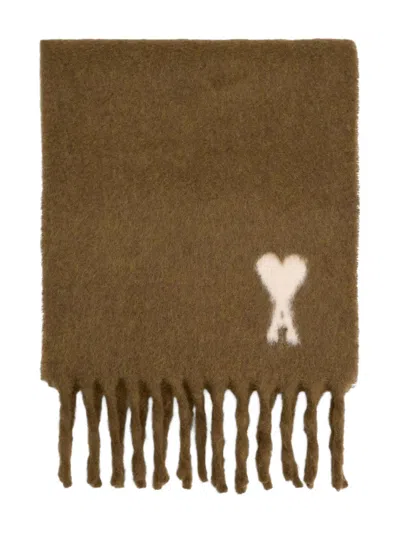 Ami Alexandre Mattiussi Ami De Coeur Scarf In Brown
