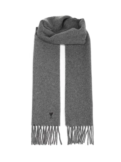 Ami Alexandre Mattiussi Ami De Coeur Scarf Scarves And Foulards Grey In Gray