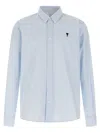 Ami Alexandre Mattiussi Adc Button-down Collar Logo-embroidered Striped Cotton Oxford Shirt In Blue