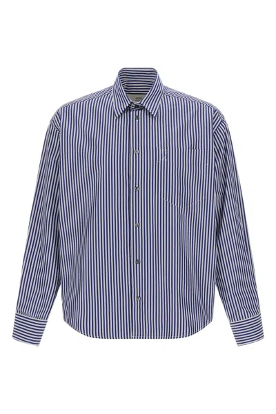 Ami Alexandre Mattiussi Striped Long Sleeve Shirt Chest Pocket In Blue
