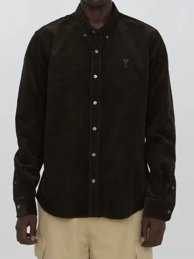 Ami Alexandre Mattiussi Ami De Coeur Shirt In Brown