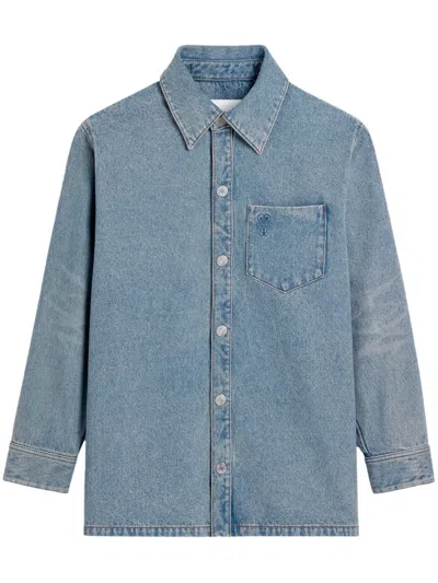 Ami Alexandre Mattiussi Ami De Coeur Shirt Jacket In Bleu Used