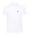 Ami Alexandre Mattiussi White Logo Embroidery Polo Shirt In White