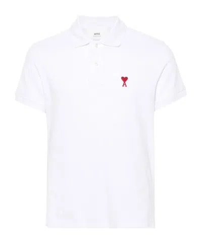 Ami Alexandre Mattiussi Ami Paris Men Cotton Polo Shirt With Iconic Embroidery In White