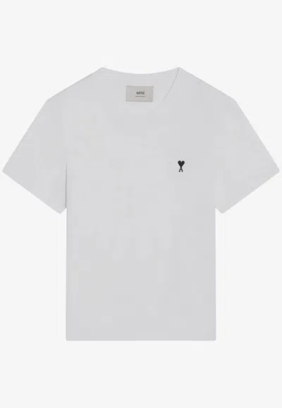 Ami Alexandre Mattiussi Ami Paris Tshirt Ami De Coeur Contraste Cropp In White