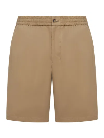 Ami Alexandre Mattiussi Ami Paris Men Ami De Coeur Shorts With Elasticized Waist In Cotton In Brown
