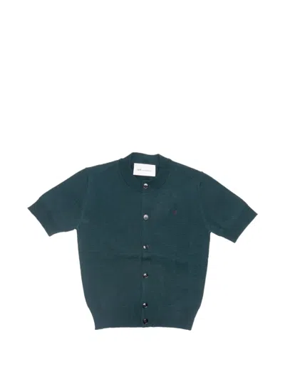Ami Alexandre Mattiussi Ami De Coeur Short-sleeve Cardigan In Green