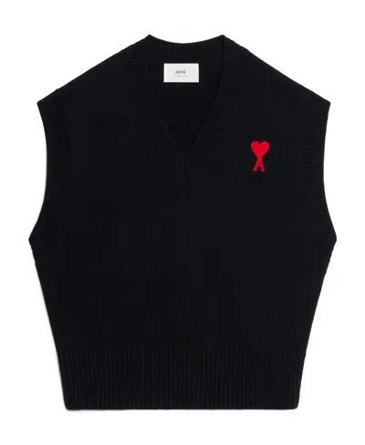 Ami Alexandre Mattiussi Ami De Coeur Sleeveless Sweater In Black