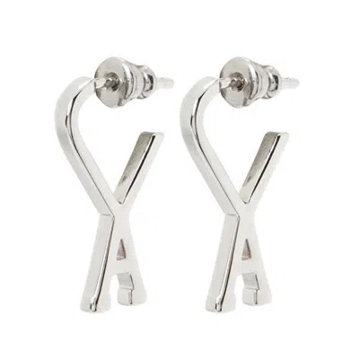 Pre-owned Ami Alexandre Mattiussi Ami De Coeur Small Hoop Earrings In Silver