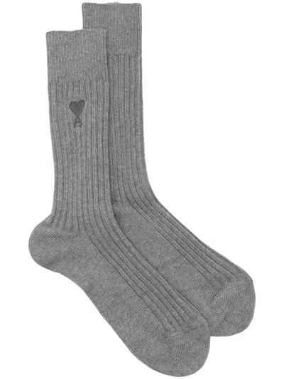 Ami Alexandre Mattiussi Ami De Coeur Socks In Grey