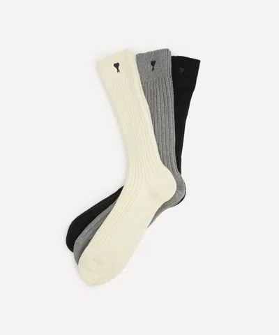 Ami Alexandre Mattiussi Ami De Coeur Socks Pack Of 3 In Multi