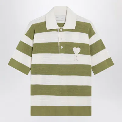 Ami Alexandre Mattiussi White Cotton Short Sleeves Ami De Coeur Polo White In Green