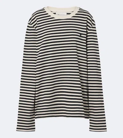 Ami Alexandre Mattiussi Ami De Coeur Striped Cotton T-shirt In Black