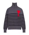 Ami Alexandre Mattiussi Ami De Coeur Striped Jumper In Black