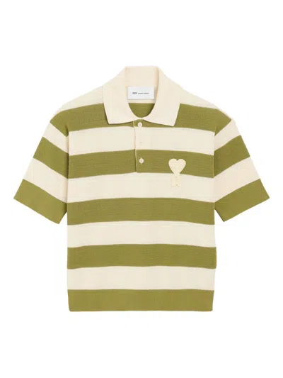 Ami Alexandre Mattiussi White Cotton Short Sleeves Ami De Coeur Polo White In Green