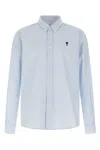 Ami Alexandre Mattiussi Adc Button-down Collar Logo-embroidered Striped Cotton Oxford Shirt In Blue