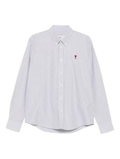 Ami Alexandre Mattiussi Ami De Coeur Striped Shirt In Metallic