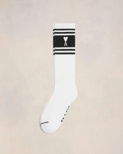 Ami Alexandre Mattiussi Ami De Coeur Striped Socks Black In White