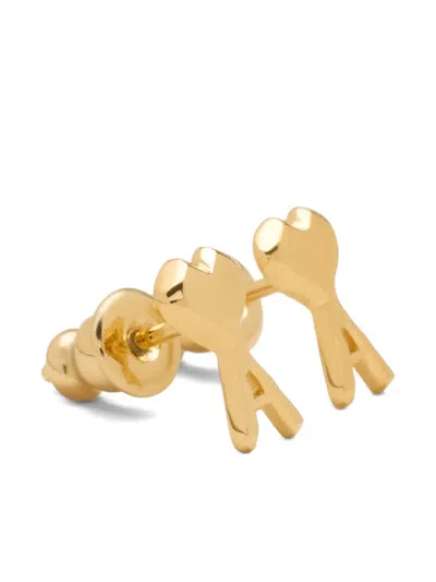 Ami Alexandre Mattiussi Gold Brass Ami De Coeur Hammered Earrings Gold