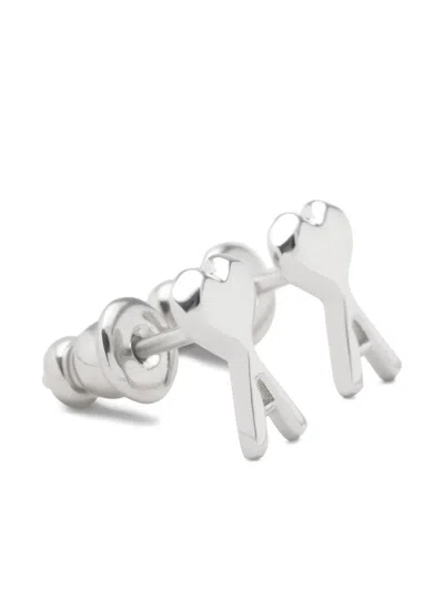 Ami Alexandre Mattiussi Silver Brass Ami De Coeur Hammered Earrings Silver