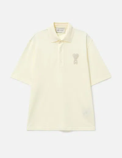 Ami Alexandre Mattiussi Ami Paris Classic Polo Shirt With Embroidered Applique In White