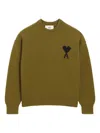 Ami Alexandre Mattiussi Ribbed Crewneck Sweater With Long Sleeves In Green