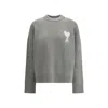 Ami Alexandre Mattiussi Grey Alpaca Ami De Coeur Crewneck Sweater Grey