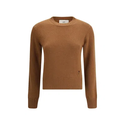 Ami Alexandre Mattiussi Ami De Coeur Sweater In Brown