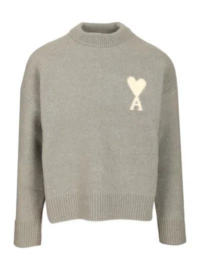 Ami Alexandre Mattiussi Ami Men Ami De Coeur Sweater In Gray