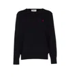 Ami Alexandre Mattiussi Ami Paris Ami De Coeur Wool Crewneck Sweater In Black
