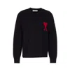 Ami Alexandre Mattiussi Ami Paris Wool Sweater With Heart Intarsia Design In Black