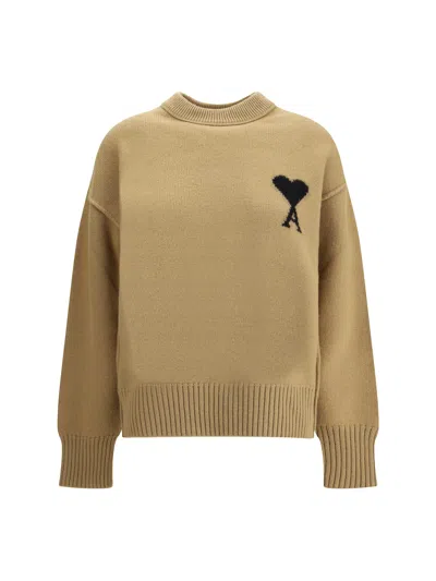 Ami Alexandre Mattiussi Ami De Coeur Sweater In Brown