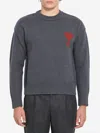 Ami Alexandre Mattiussi Crew Neck Long Sleeve Sweater With Ribbed Edges In Gray