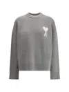 Ami Alexandre Mattiussi Grey Alpaca Ami De Coeur Crewneck Sweater Grey In Gray