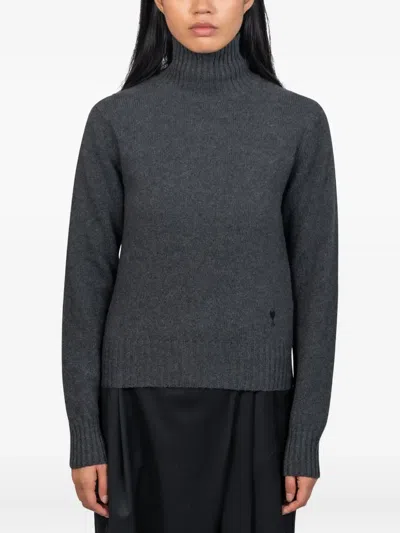 Ami Alexandre Mattiussi Ami De Coeur Sweater In Gray