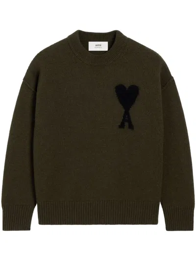 Ami Alexandre Mattiussi Ami De Coeur Sweater In Green