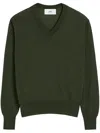 Ami Alexandre Mattiussi Slim Fit Knit Crewneck Sweater In Green