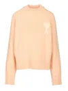 Ami Alexandre Mattiussi Ami Paris Powder Pink Wool Blend Sweater Ami De Coeur Men