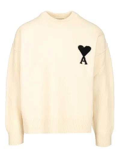 Ami Alexandre Mattiussi Ami De Coeur Sweater Knitwear White In Neutral
