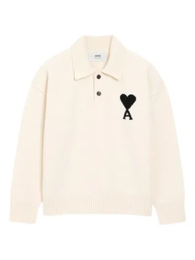 Ami Alexandre Mattiussi Ami De Coeur Sweater In Neutral