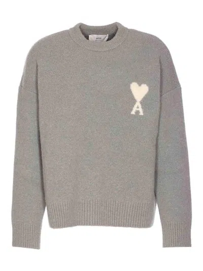 AMI ALEXANDRE MATTIUSSI SUÉTER CUELLO REDONDO - GRIS
