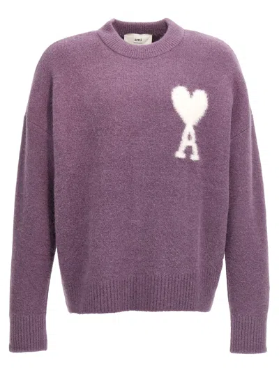 Ami Alexandre Mattiussi Adc Alpaca Blend Crewneck Sweater In Purple