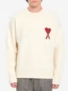 Ami Alexandre Mattiussi Heart Friend Wool Sweater With Exposed Stitching In White