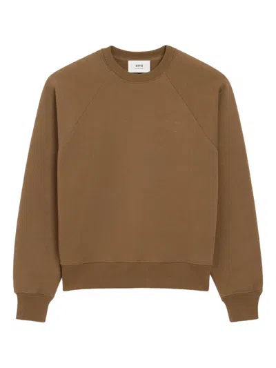 Ami Alexandre Mattiussi Embroidered-logo Sweater In Brown