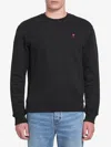 Ami Alexandre Mattiussi Black Crewneck Sweatshirt With Adc Embroidery In Cotton Blend Man In Black