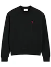 Ami Alexandre Mattiussi Small Adc Organic Cotton Logo Embroidered Crewneck Sweatshirt In 黑色